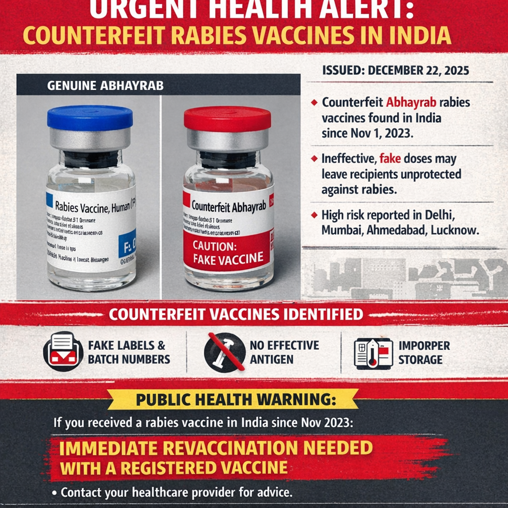 Counterfeit Rabies Vaccine Alert: Australia Warns of Fake Abhayrab Doses Circulating in India Since 2023